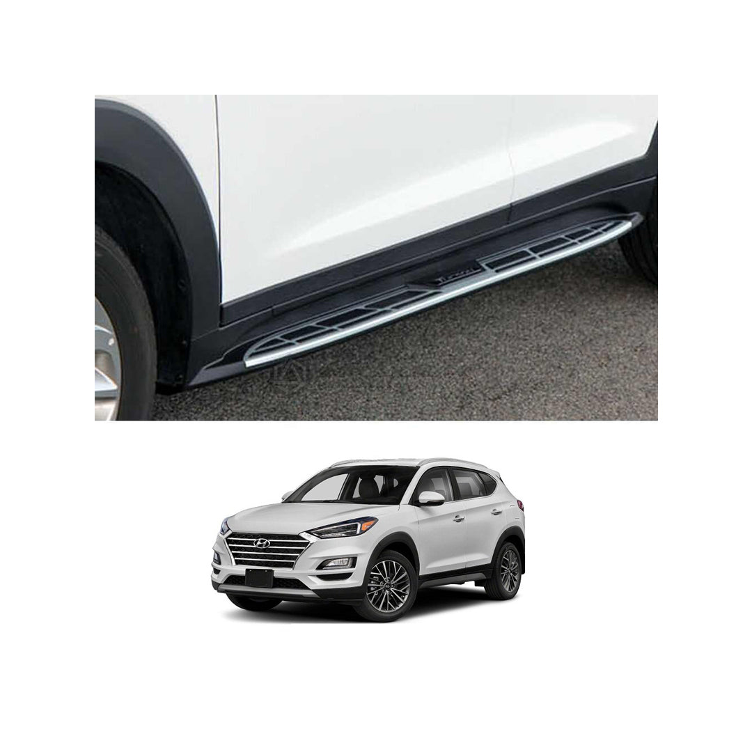 Side Step / Foot Board  Version 02 Design Oem Fitting Hyundai Tucson 2021 Metal Material Without Border Without Light  Tucson Logo  02 Pcs/Set Black/Silver Fy-5412 (China)