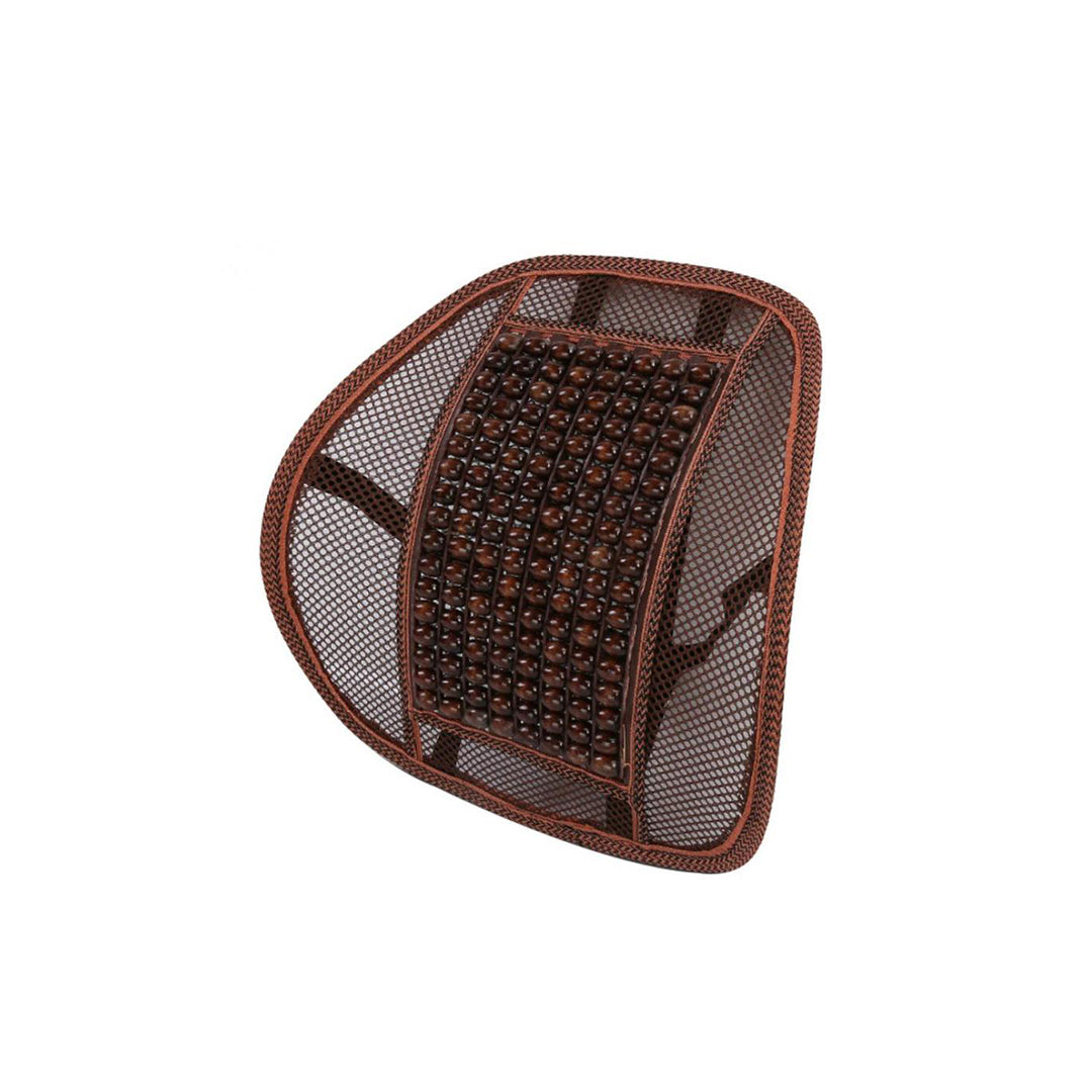 Car Back Rest Cushion Mesh/Round Wooden Beads   Large Size Brown 01 Pc/Pack Poly Bag Pack  (China)