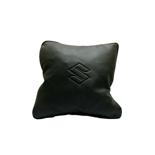 Car Back Rest Cushion Pvc Leather Material   Suzuki Logo Small Size Black 01 Pc/Pack Poly Bag Pack  (Pakistan)