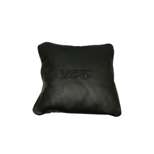 Car Back Rest Cushion Pvc Leather Material   Yaris Logo  Small Size Black 01 Pc/Pack Poly Bag Pack  (Pakistan)