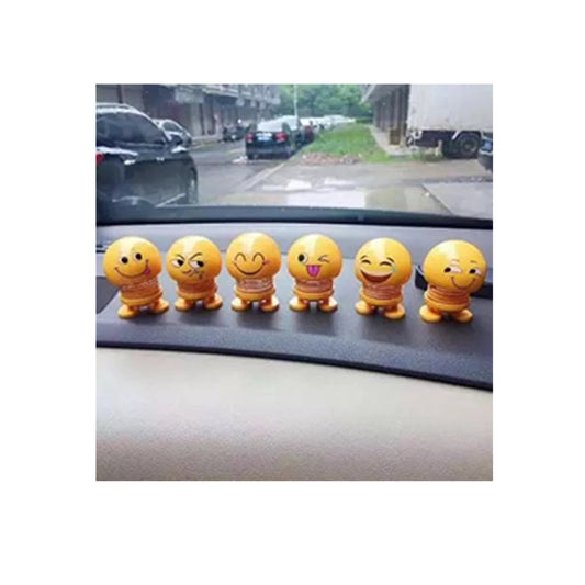 Car Dashboard Decorative Dancing Spring Head Toy Emoji Design 06 Pcs/Pack Yellow Small Size Colour Box Pack Fy-2057 (China)