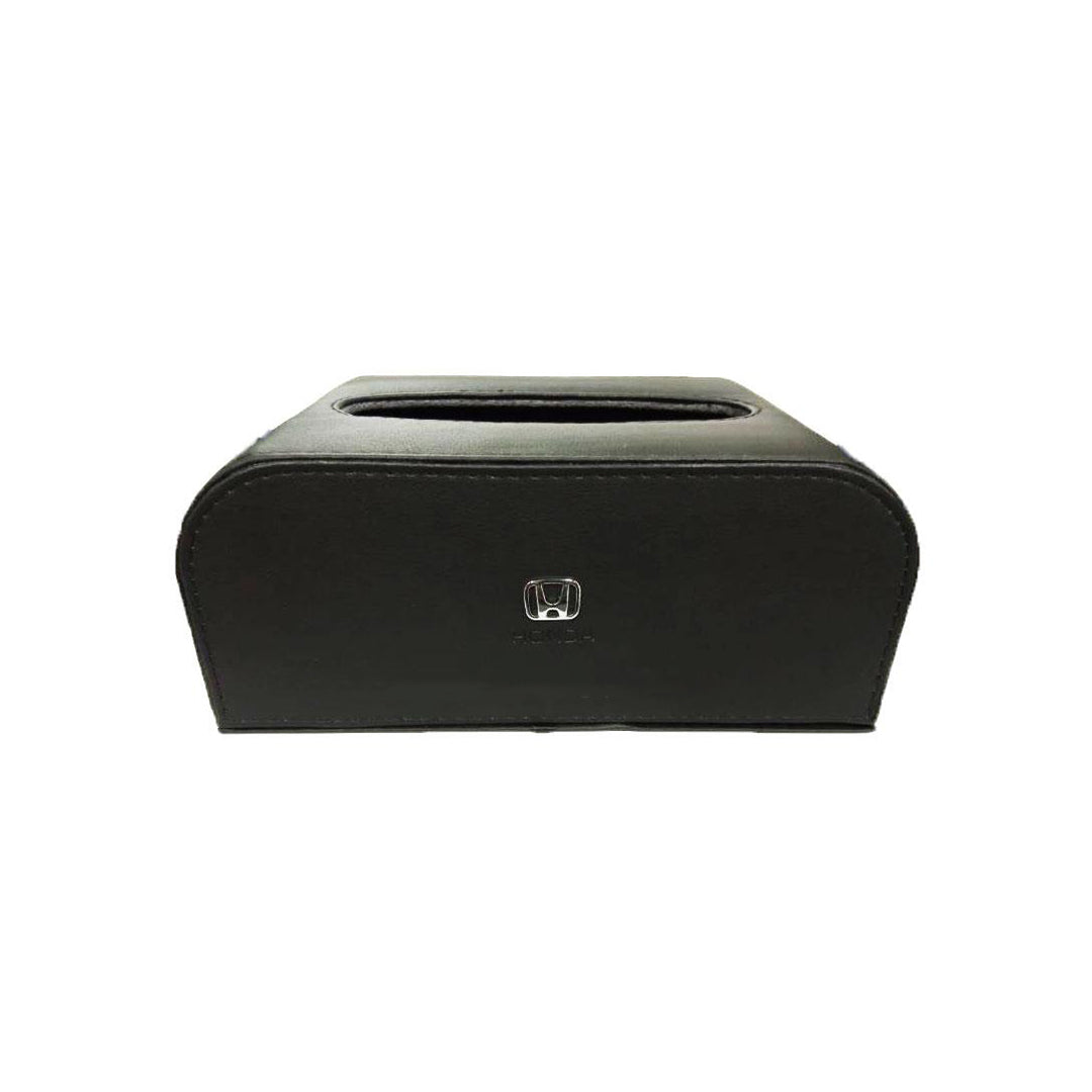 Car Luxury Tissue Box Holder Round Corner Shape Portable Pvc Leather Material  Black Honda Logo Medium Size (China)