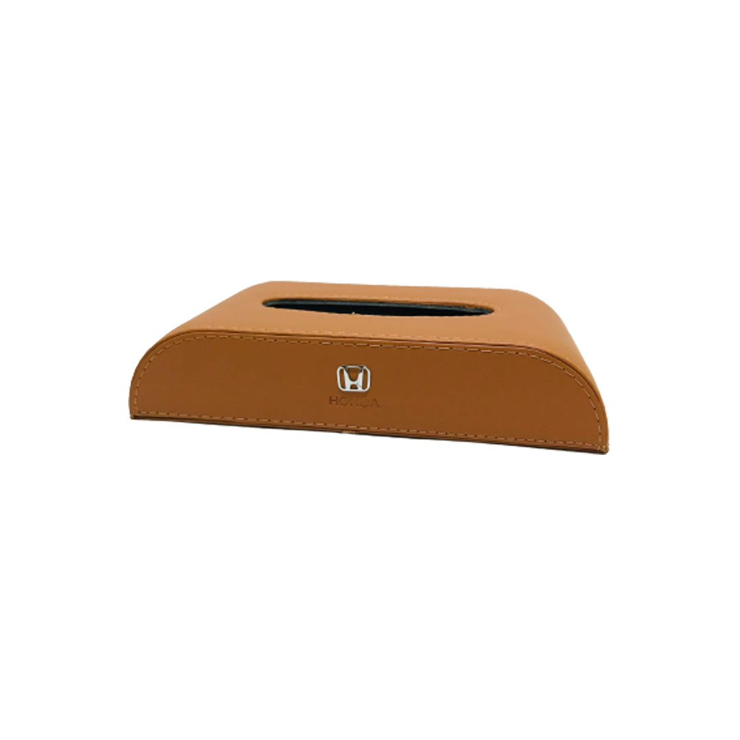 Car Luxury Tissue Box Holder Round Corner Shape Portable Pvc Leather Material  Brown Without Logo Medium Size (China)