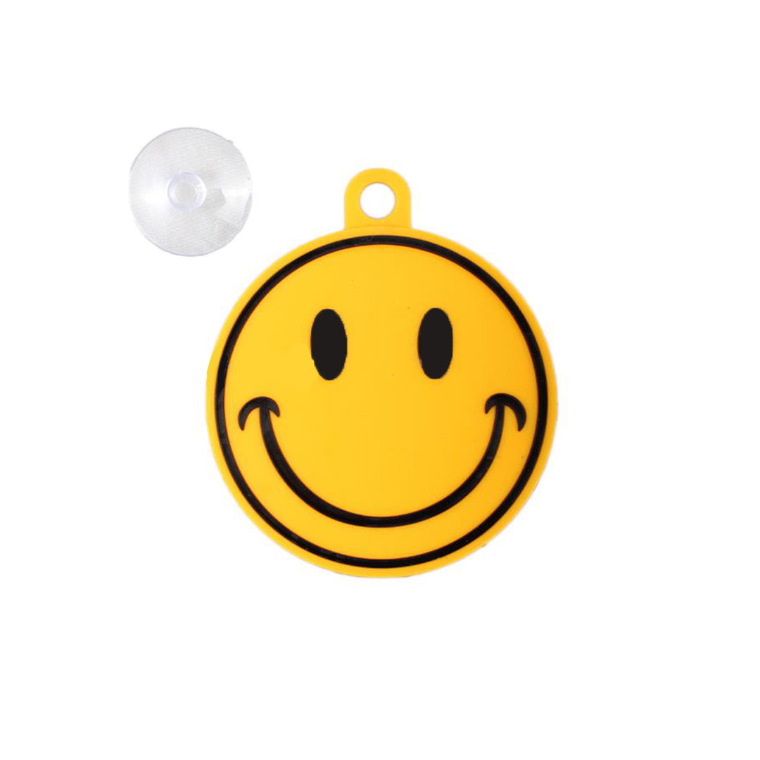 Car Interior Decorative Sign Silicone Material  Round Shape Smile Design Yellow/Black Suction Cup Fitting Small Size Polybag With Insert Card Pack (China)
