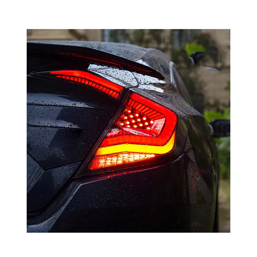 Projector Tail Lamps  Honda Civic 2018 Snake Design Red Lens Rear Right Side Parking + Running Function  (China)