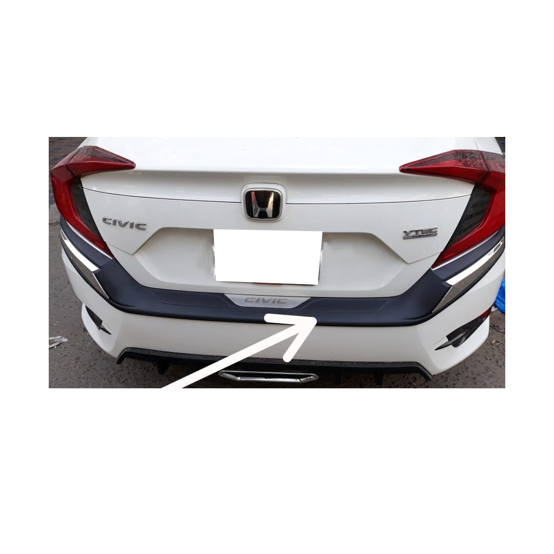 Car Rear Bumper Anti-Scratch Protector/Sill/Patti Plastic Material Tape Type Fitting Honda Civic 2018 Outer Side Black/Chrome Civic Logo     (China)