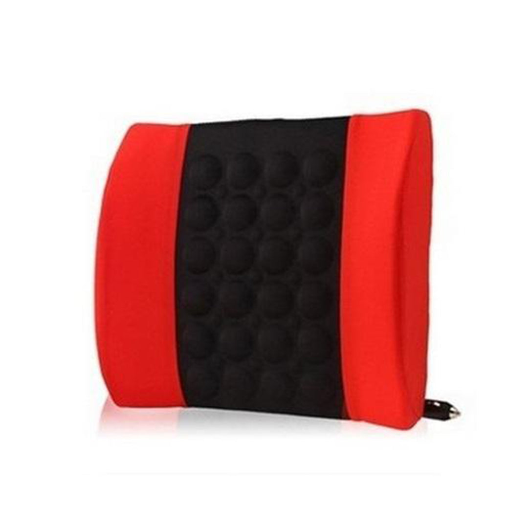 Car Back Rest Cushion Fabric Material   Large Size Black/Red 01 Pc/Pack Poly Bag Pack  Without Massager