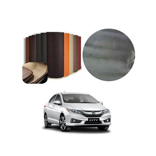 Car Floor Leather Type Rexene Matting Leather Type Design  Custom Fitting Honda City 2018 Y-Grey Executive Quality Beige Stitch