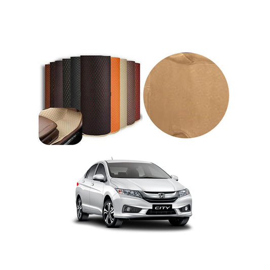 Car Floor Leather Type Rexene Matting Leather Type Design  Custom Fitting Honda City 2018 Beige Executive Quality Beige Stitch