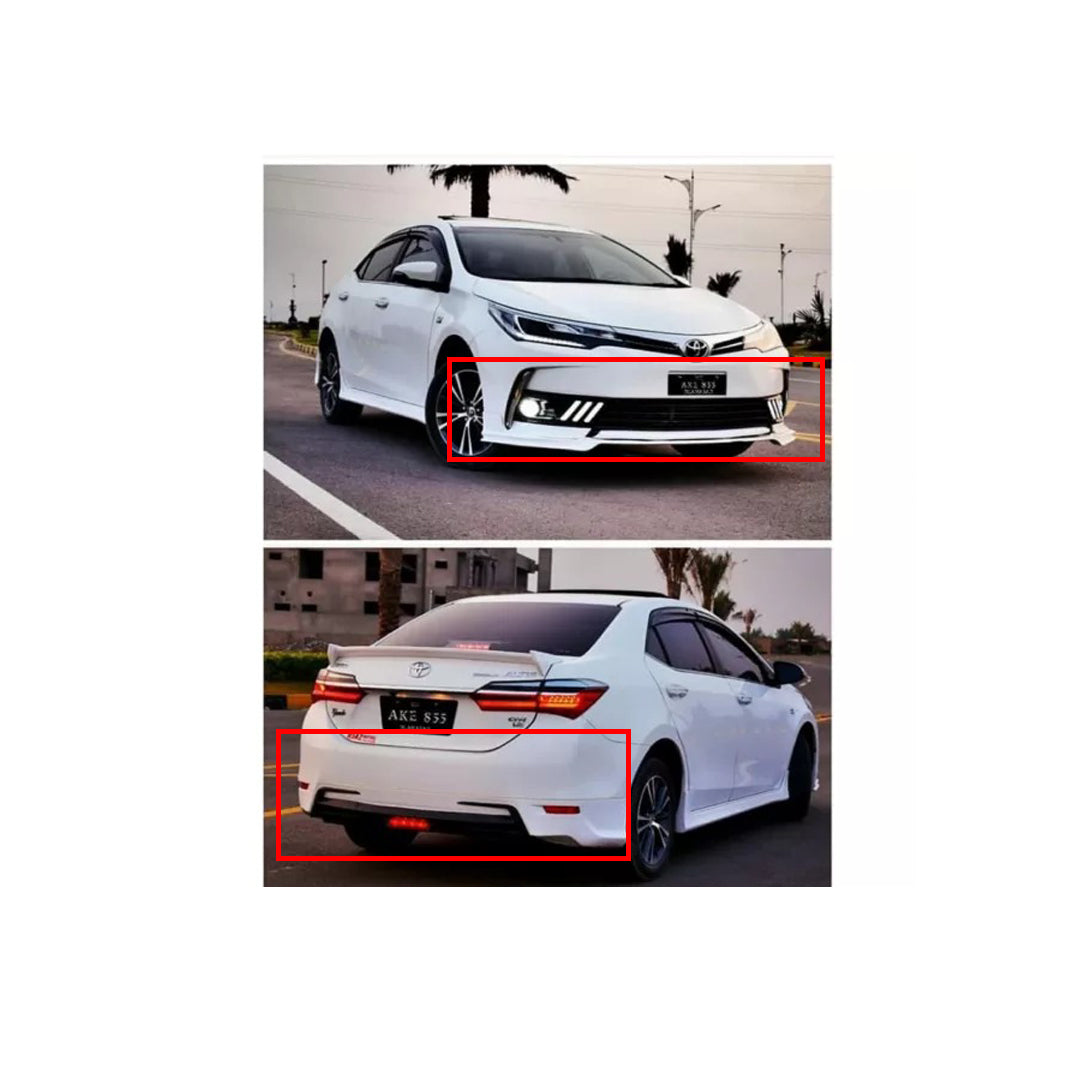 Body Kit/Lip Front + Back Sides Toyota Corolla 2018 Kantara Design Plastic Material Without Light Uncle 08 Pcs/Set Not Painted (Taiwan)