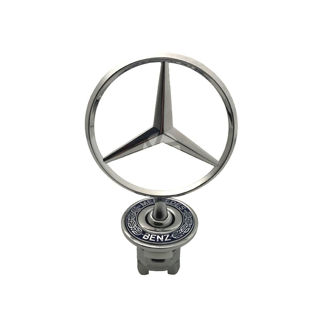 Auto Logo/Monogram Hood Fitting Decorative Type Mercedes Logo Mercedes Benz  Clump Type Fitting Metal Material  Chrome 01 Pc/Pack Box Pack Logo W/Stand Fy-2177 (China)