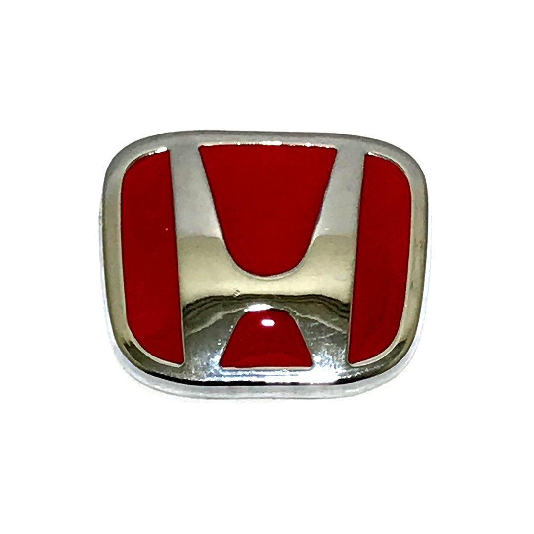 Car Universal Mono Metal Material Honda-H Logo Chrome/Red 01 Pc/Pack Small Size Poly Bag Pack  (China)