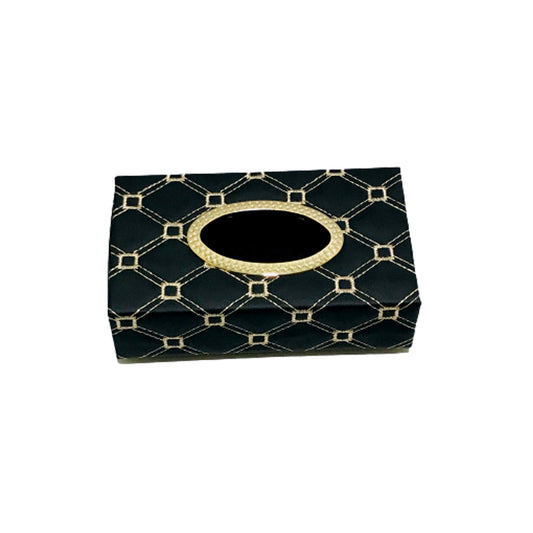 Car Luxury Tissue Box Holder Rectangle Shape Portable Pvc 7D Material Black Without Logo Large Size