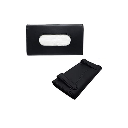Car Luxury Tissue Box Holder Rectangle Shape Sun Visor Fitting Pvc Leather Material  Black Without Logo  (China)