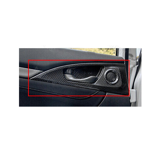 Chrome Inner Door Handle Bowl Trim Plastic Tape Type Fitting Honda Civic 2018 Black/Carbon 04 Pcs/Set (China)