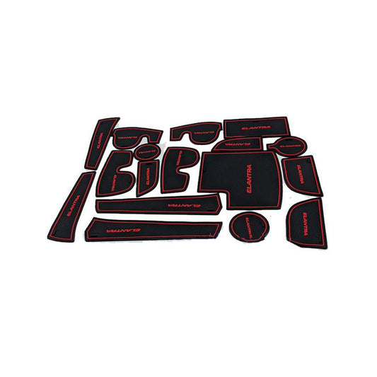 Car Interior Mat Kit Hyundai Elantra 2021 Black/Red Poly Bag Pack  (China)