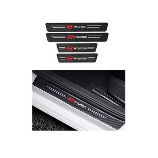 Car Door Sill Anti-Scratch/Protective Tape  Large Size Carbon Fiber Carbon  04 Pcs/Pack 3D Cf Hyundai Logo