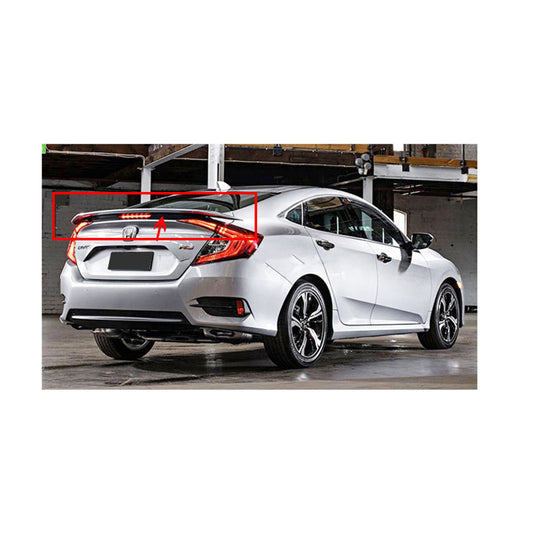 Car Spoiler Trunk Type Honda Civic 2018 Rs Turbo Design  Fgm Tape Type Fitting With Led  Silver Colour