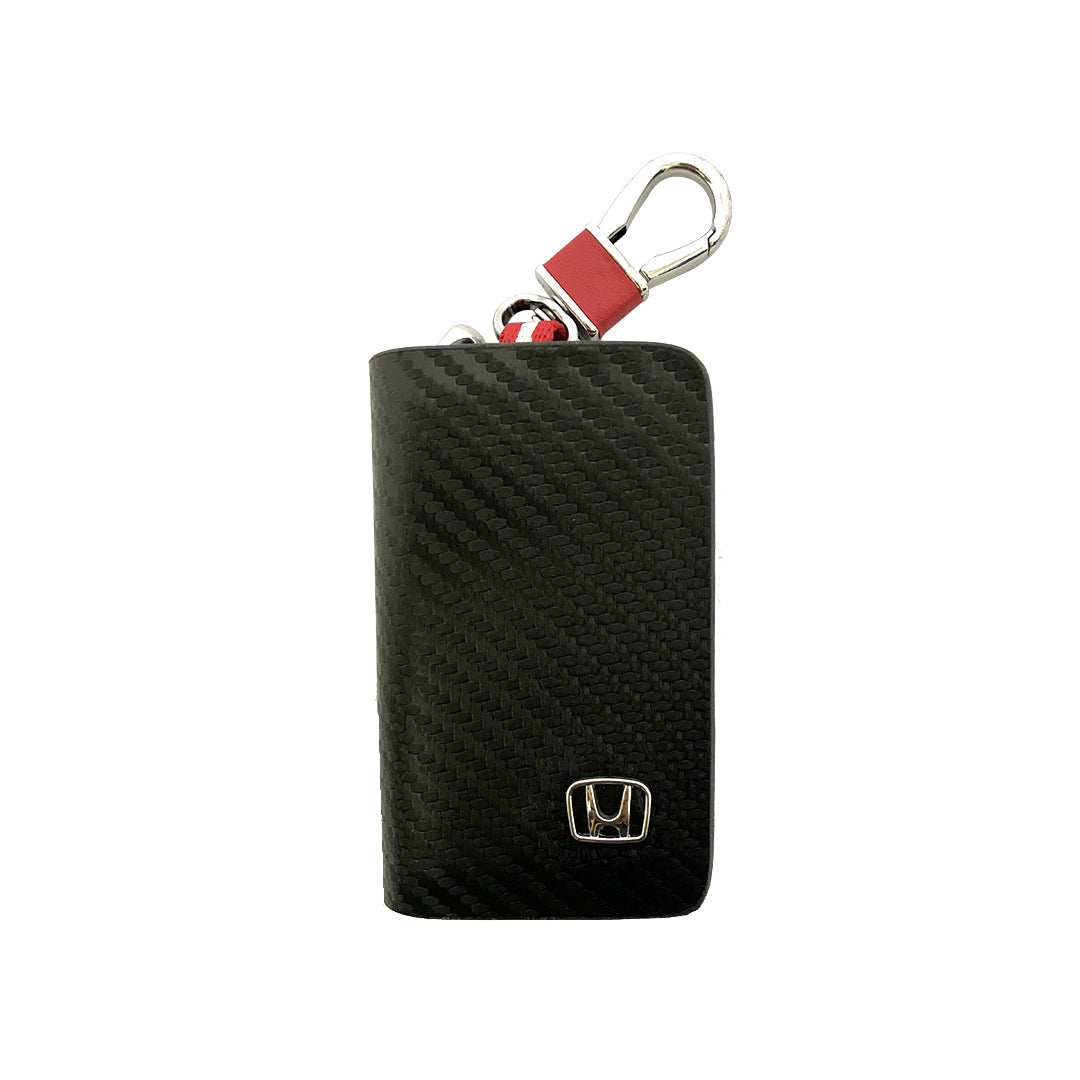Car Key Chain Pouch/Zipper Type Honda Logo Square Shape Black/Carbon Poly Bag Pack  (China)