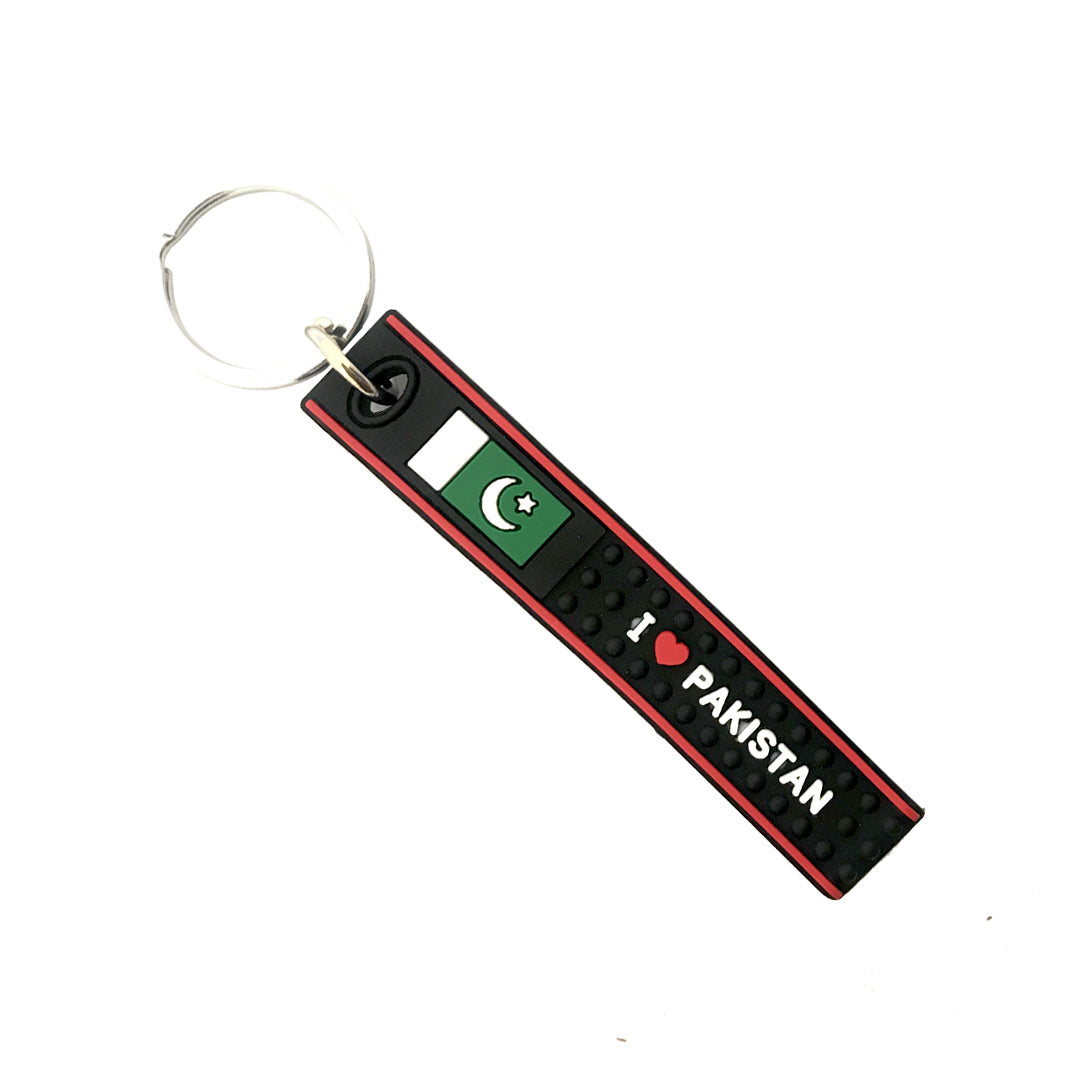 Car Key Chain Silicone Type Pakistan/Flag Logo  Square Shape Black/Red Poly Bag Pack  (China)